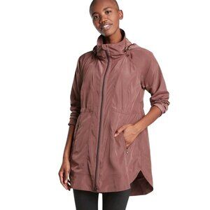 Athleta Drip Drop Rain Jacket Trench Hooded Dusty Rose Full Zip Size XXS